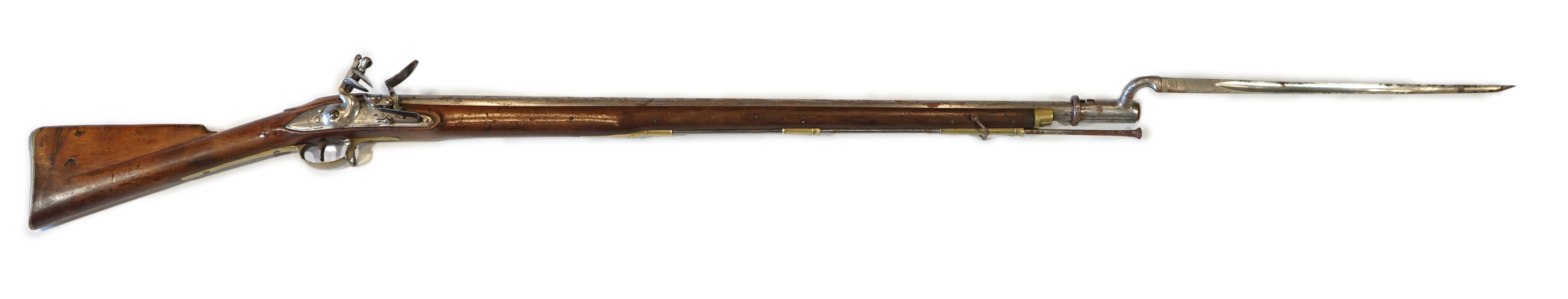 A 10 bore Brown Bess British military flintlock musket, barrel length 36.5 inches